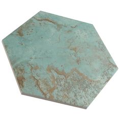 a green marble hexagonal table top on a white background