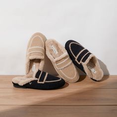 Timeless and elevated, these comfy loafers are crafted with unique serrated stitching details on the uppers. #VIVAIA #shoes #mules #womenfashion #shoestyle #cozy home #comfort shoes Vibe Shoes, Basic House, Shoes For Winter, Cozy Shoes, Fluffy Yarn, Black Mules, Home Comfort, Fur Shoes, Winter Slippers