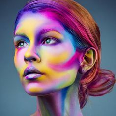 Instagram's Best Halloween Makeup Inspo - MarieClaire.com Strašidelný Halloween, Rainbow Face, Sugar Skull Makeup