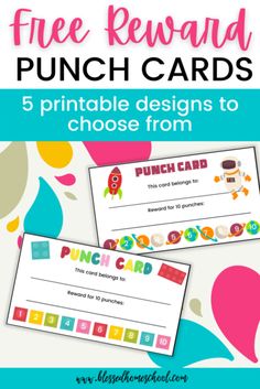 free printable punch cards for kids to use in the classroom or at home with text overlay