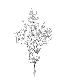 a bouquet of flowers on a white background