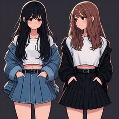 Anime Twins Sisters, Sister Icon, Friendgroup Drawing, Sister Cartoon, Female Best Friend, Cute Sister, Anime Sisters, Drawing Anime Clothes, Dress Sketches