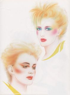 two women with blonde hair and blue eyes are depicted in this artistic drawing by an artist