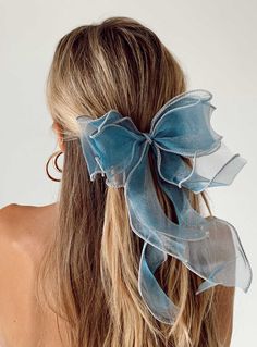 Straight Prom Hair, Bow Hairstyle, Ribbon Hairstyle, Blue Bow, Buy Now Pay Later, Prom Hair, Princess Polly