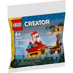 a bag of lego creator toys with an image of a cat on the boat in it