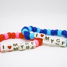 Kandi Bracelets Rave, Festival Kandi, I Love My Bf, Boyfriend Bracelet, Word Bracelets, Letter Bead Bracelets