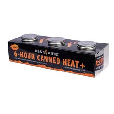 4 - hour candle heater in a black box with orange flames on the side