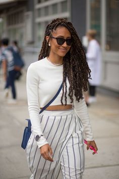 Curly Locs, Elaine Welteroth, Twist Updo, Fox Clothing, Hair Twists, Hairstyles Natural, New York Fashion Week Street Style, Twist Styles, Nyfw Street Style