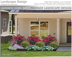 the front page of landscape design magazine with flowers and shrubs in front of it,