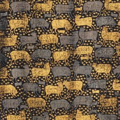 an animal pattern is shown in black and gold