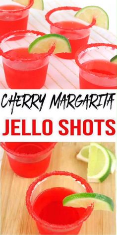 cherry margarita jello shots with limes on the side