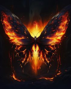 a butterfly that is on fire in the dark