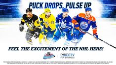 an advertisement for the puck drops pulse up hockey team, featuring three players in blue and yellow uniforms