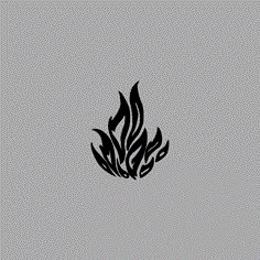 a black and white fire symbol on a gray background