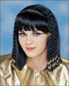 Skin Top with Gold Accents | Deluxe Queen of the Nile | Costume Wig by Franco in 1 - Black, Synthetic Hair Women's Wigs | Best Wig Outlet Cleopatra Wig, Egyptian Halloween, Halloween Costumes For Sale, Egyptian Makeup, Vivica Fox Wigs, Best Wig Outlet, Egyptian Beauty, Egyptian Goddess, The Nile