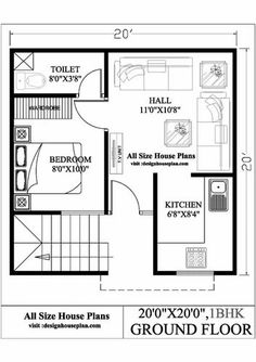 the floor plan for a small house with two bedroom and living room, which is located in