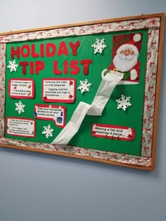 a bulletin board with santa clause on it