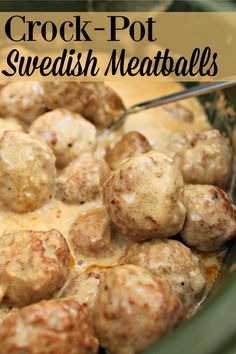 the crock pot swedish meatballs is ready to be eaten