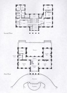 floor plans for the first and second floors of an old house, with two separate rooms