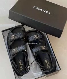 Chanel Authentic w RECEIPT New Caviar Dad Gate 5 Sandals Black Gold CC Logo 37.5 | eBay Chanel Slides, Dad Sandals, Chanel Sandals, Girly Shoes, Cc Logo, Sandals Black, Black Sandals, Designer Shoes, Gate