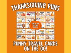 thanksgiving punny travel cards on the go with pumpkins and other things to do