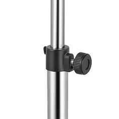 an image of a metal pole with a black top and silver base on white background