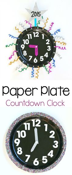 a clock that has numbers on it and the words paper plate is in front of it