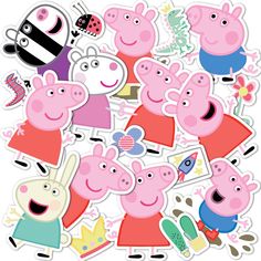 pepo and friends stickers are shown in this image, with different characters on them