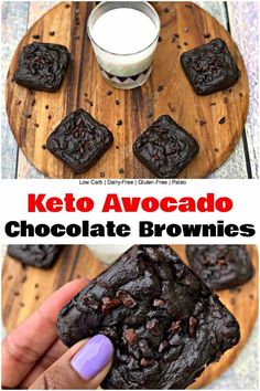 keto avocado chocolate brownies on a cutting board