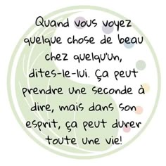 a green circle with the words quand vos vos voiez quelle chose de beau