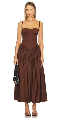 Tularosa Emma Midi Dress Fall Dresses With Jackets, Long Dresses With Cowgirl Boots, Brown Dress Vintage, Wedding Guest Dress January, Wedding Guest Two Piece, Wedding Guest Dress With Jacket, Wedding Guest Dress Brown, Brown Dress Formal, Brown Wedding Guest Dress