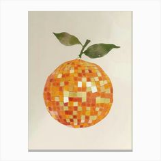 an orange with green leaves is shown in this mosaic art work by artist mark strick