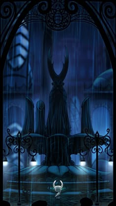 an animated image of a demon in the rain