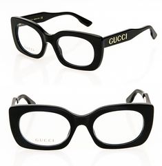 GUCCI EYEGLASSES Classic rectangular shape with lettering logo Square eyeglasses by GUCCI Acetate frame with metal lettering logo Fitted with demo clear lens, prescription RX ready Made in Italy GG1154O Color 001 Size 53-22-140 Accompanied with original velvet case (color picked randomly) and all accessories Gucci Eyeglasses Women, Gucci Frames, Gucci Eyeglasses, Metal Lettering, Birthday Look, Square Eyeglasses, Black Pins, Lettering Logo, Pilot Sunglasses