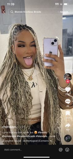 Black And Blonde Goddess Braids, Blonde Jumbo Knotless Braids, Boho Braids Blonde, Braids 2023, Cute Box Braids, Bohemian Braids, Colored Braids