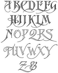 the upper and lower case of an old english alphabet, handwritten in black ink