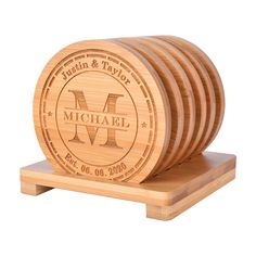 PRICES MAY VARY. HIGH QUAILITY - Made from 100% high quality natural bamboo, its durable & Luxury, color and wood grain is very beautiful. FREE ENGRAVING - We have high-level laser engraving process, you provide customized information, we will make a perfect deeply engraved product for you for free. PRACTICAL - These bamboo coasters will protect your counters and tabletops from liquid, and can be used for any kind of glasses, mugs and cups including coffee cup and drinking glass. GREAT GIFT - Ma Laser Engraved Ornaments, Router Ideas, Engraver Ideas, Bamboo Coasters, Coaster Holders, Engraving Projects, Coasters With Holder, 3d Printing Business, Acrylic Ideas