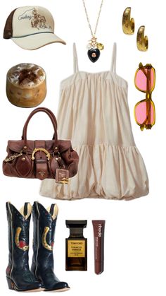 Cowboy inspired outfits for coffee dates, mini dress, espresso, cappuccino, cowboy boots,cap, summer, nyc, rhode , tom Ford Coffee Date Outfit, Cowboy Boots Outfit, Coffee Date Outfits, The Maxx, Pink Glasses, Looks Country, Date Outfit, Nashville Outfits, Cowboy Outfits