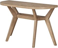 an oval wooden table with two legs