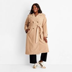 Elevate your outerwear collection with this Classic Trench Coat from A New Day™. Made of 100% recycled polyester, this trench coat falls below the knee and features front buttons and two side pockets for functional flair. Tailored in regular fit, this water-resistant trench coat is an ideal choice for staying chic during the winter or on rainy days. A New Day™: Style that goes wherever you do. Chic Autumn Outfits, Outfits On A Budget, Womens Oversized Blazer, Womens Tailored Suit, Target Fall, Trench Coat Fall, Rain Coats, Faux Leather Midi Skirt, Chic Autumn