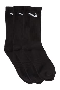 Power through your workout with the Nike Everyday Socks. Soft yarns with sweat-wicking technology help keep your feet comfortable and dry.- Pack of 3- Dri-FIT technology helps your feet stay dry and comfortable.- Crew silhouette covers your ankle and lower calf.- Ribbed cuffs help keep the socks in place.- Arch band provides a supportive feel.- Imported Machine wash    60% cotton/37% polyester/3% spandex Nike Everyday Socks, Nike Breathable Training Socks, Black Slip-resistant Gym Socks, Men’s Socks, Men’s Gift Ideas, Wishlist Ideas I Want, Black Nike Socks, Men Christmas Gifts, Nike Crew Socks