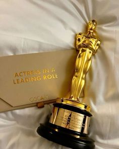 the oscar statue is next to an award