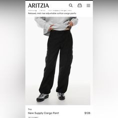 *Brand New With Tags* Aritzia- Tna New Supply Cargo Pants In Black. Regular Length. Perfect Condition Aritzia Cargo Sweatpants, Aritzia Supply Cargo Pants, Melina Pant Aritzia, Aritzia Tna Sweatpants, Ascendant Pant Aritzia, Aritzia Tna, Aritzia Pants, Cargo Pants, Pant Jumpsuit