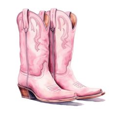 a pair of pink cowboy boots sitting on top of each other