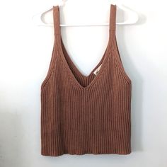 Nwt Brown Open Edit Knit Cropped Tank Size L. Smoke Free Home, More Photos Available Upon Request. Brown Textured Knit V-neck Top, Brown Open Knit Top, Brown V-neck Knit Top For Spring, Brown Knitted V-neck Top, Casual Open Knit Tank Top For Fall, Fall Knit Tank Top For Day Out, Knit Tank Top For Fall Day Out, Seamless Knit Top For Fall, Knitted Tank Top For Fall