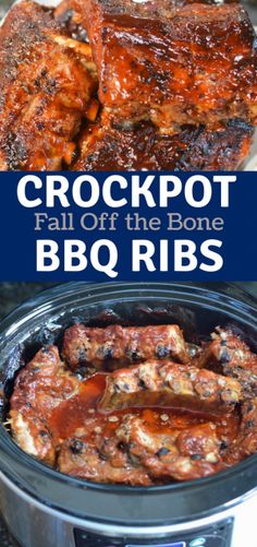 crockpot fall off the bone bbq ribs in an air fryer with text overlay