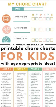 Needing some help figuring out a good chore system for the Summer? Giving your kids a few simple chores will help keep them from being bored and feeling like the days are dragging by. I’ve put together some Summer time chore chart ideas that are easy to follow and customizable for ages 4 – 12. Don’t forget to grab your free printable charts at the end of this post! cleaning routine, checklist, to do list, mom hacks After School Chore Chart, Daily Chores By Age, Printable Chore Chart Templates, Chores For Kids By Age Printable Free, Chore Chart Kids Printable Free, Printable Chore Charts For Kids Free, Kids Chore Chart, Kids Chore Chart Ideas, Diy Chore Chart Kids