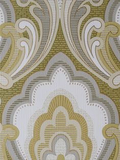 an ornate wallpaper pattern in gold and grey