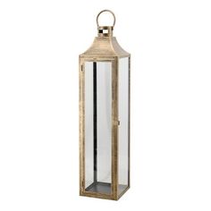 an old fashioned brass lantern with glass panels