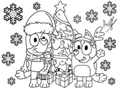 christmas coloring pages for kids with santa claus and his reindeer friend in the snowflakes